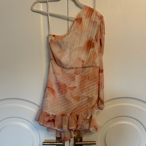 Brand new without tag Express Coral & Blush One-Shoulder ROMPER